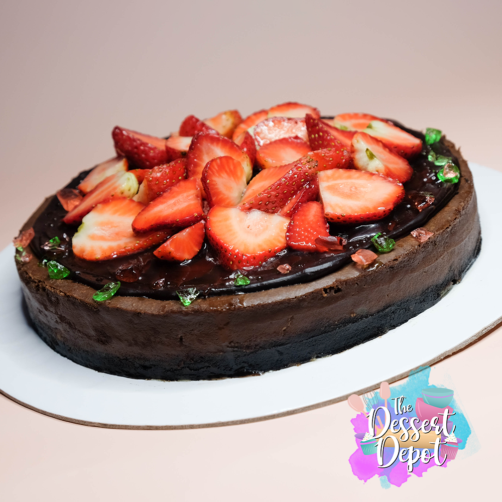Triple Chocolate Cheesecake (w/ macerated strawberries)