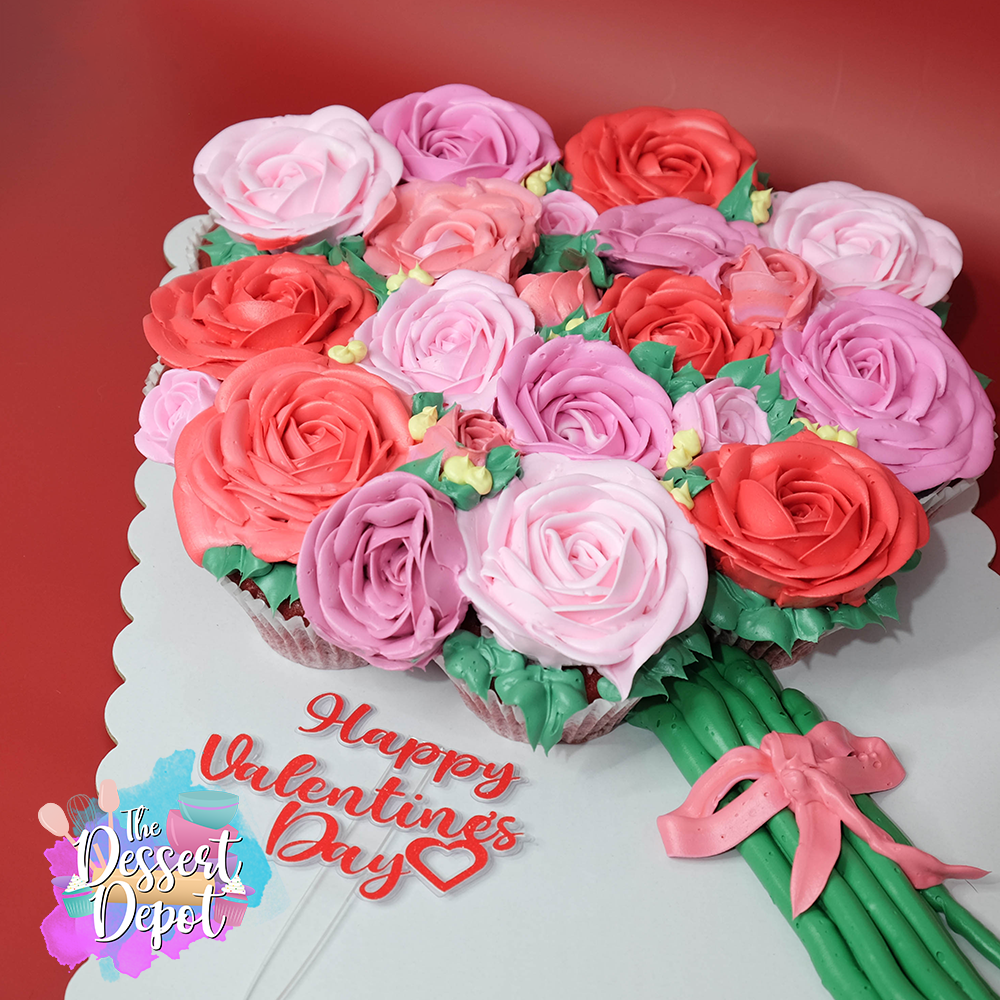 Valentine's Floral Bouquet Cupcakes