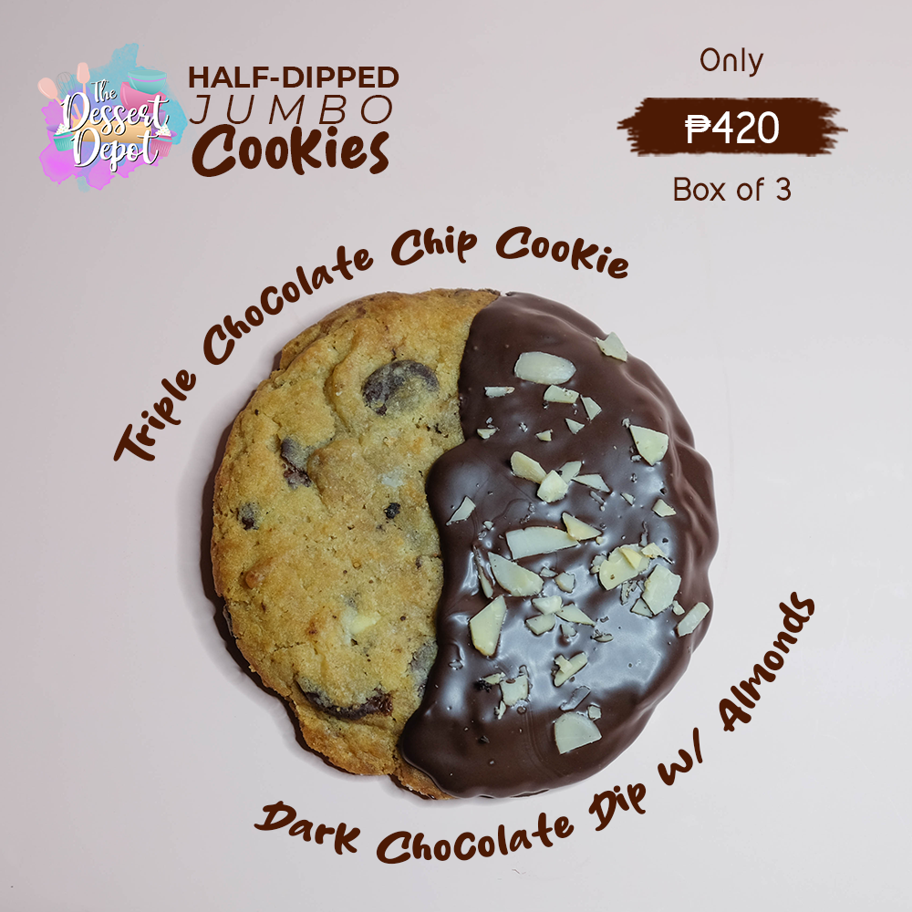 Half-dipped JUMBO Cookies (3 flavors)