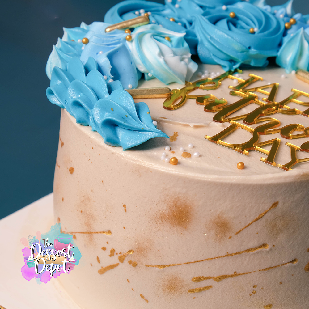 Father's Day 2024 - Golden Floral Themed Cake